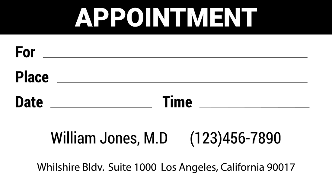 Medical Clinic Appointment Card Printing by Aladdin Print